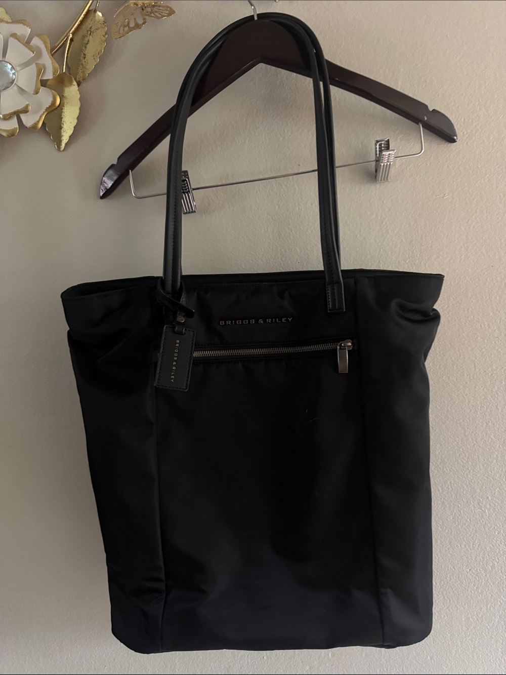 Briggs & Riley Black Nylon Tote with Leather Handles